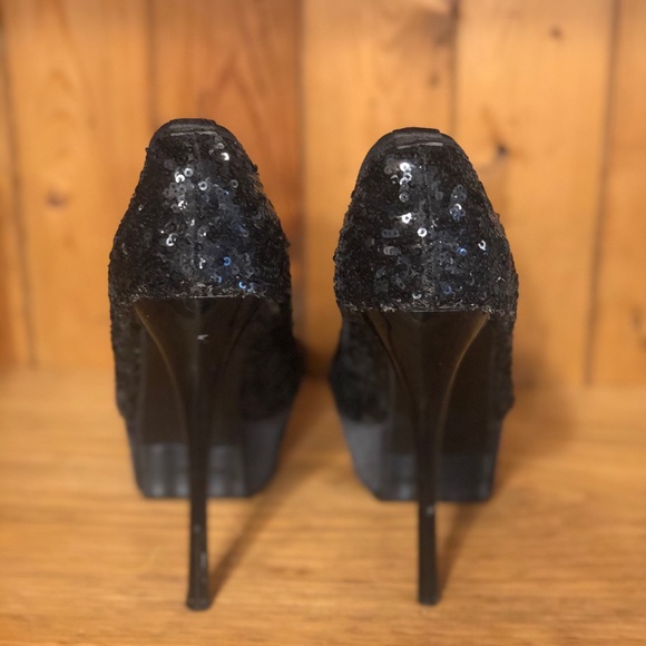 Black Sequins Platform Stiletto - Picture 2 of 2